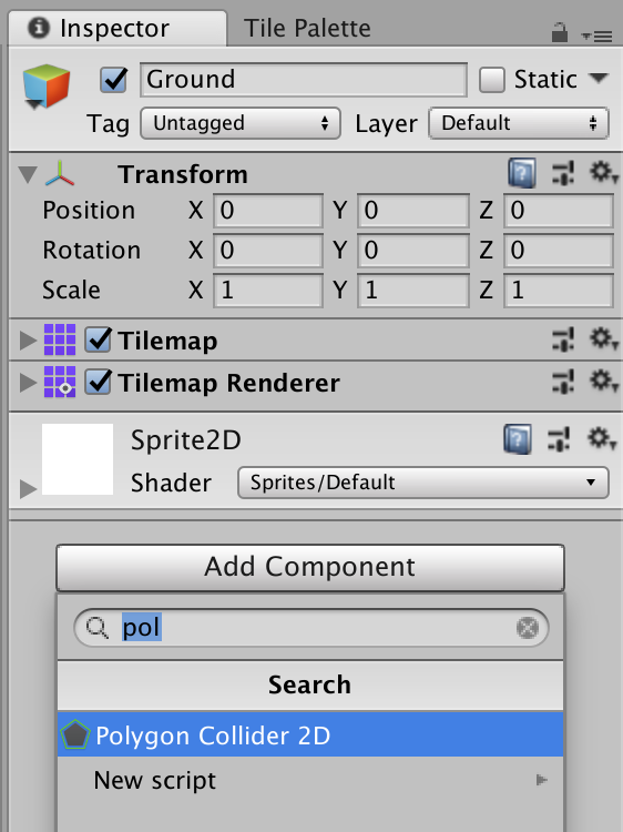 Add Polygon Collider 2D